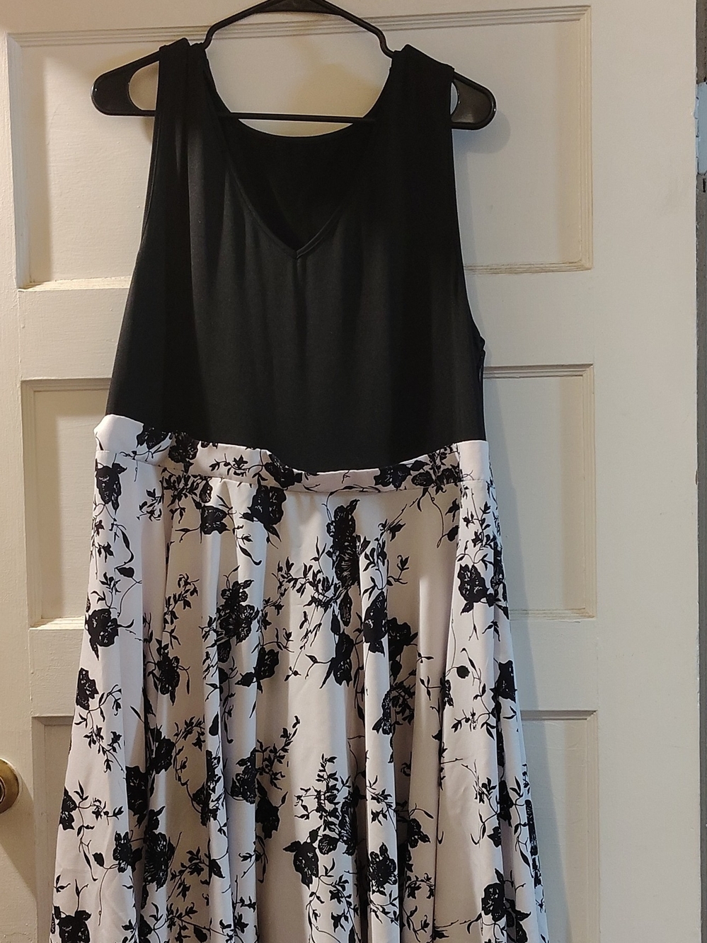 Black & White Floral Fit-and-Flare Dress
